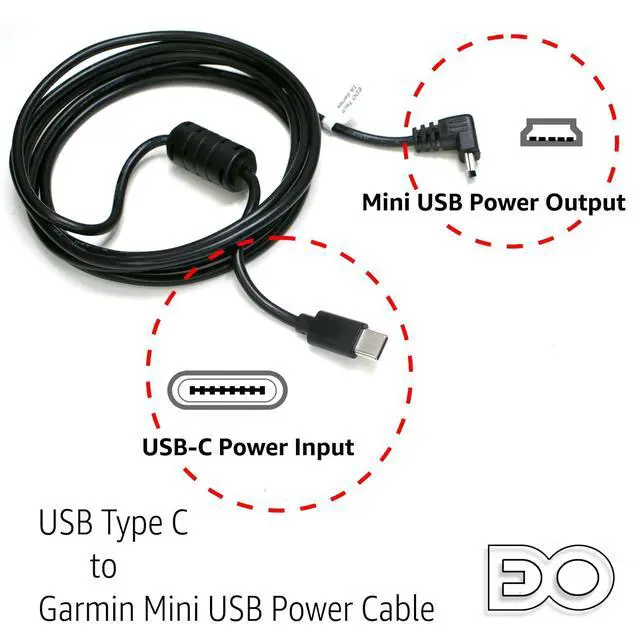 Alt view image 3 of 5 - USB-C to Mini USB Car Charger Power Cord for Garmin Nuvi Drive DriveSmart DriveAssist DriveTrack RV Auto Handheld Navigation GPS