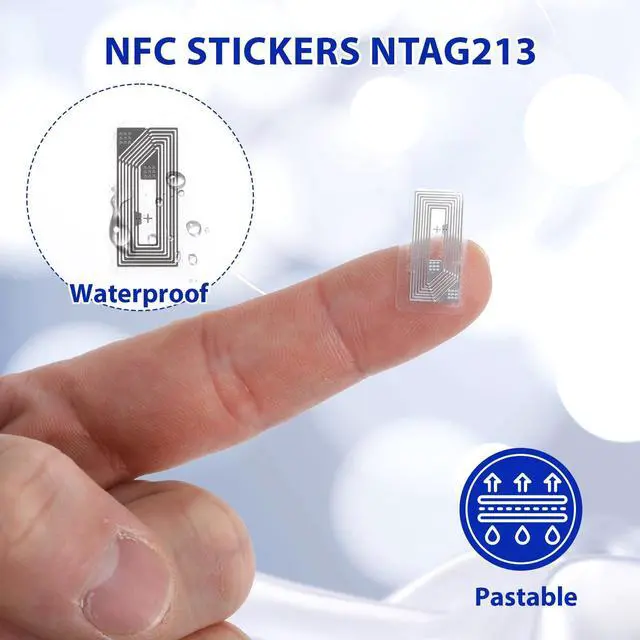 Alt view image 3 of 7 - 20 Pcs NFC Tags Sticker with Original NTAG213 Chip NFC Stickers Adhesive Labels Transparent RFID Tags Rewritable 144 Bytes Memory Suitable for All NFC-Enabled Devices and Smartphones