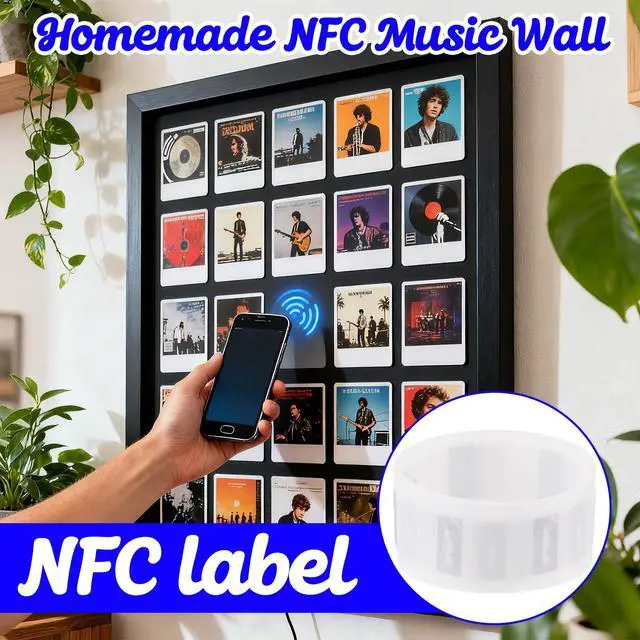 Alt view image 6 of 7 - 50 PCS NFC Tags Stickers with NTAG213 Chip, NFC Stickers Blank Rewritable Transparent Adhesive RFID Tags 137 Bytes Memory NFC Labels Compatible with All NFC-Enabled Smartphones and Devices