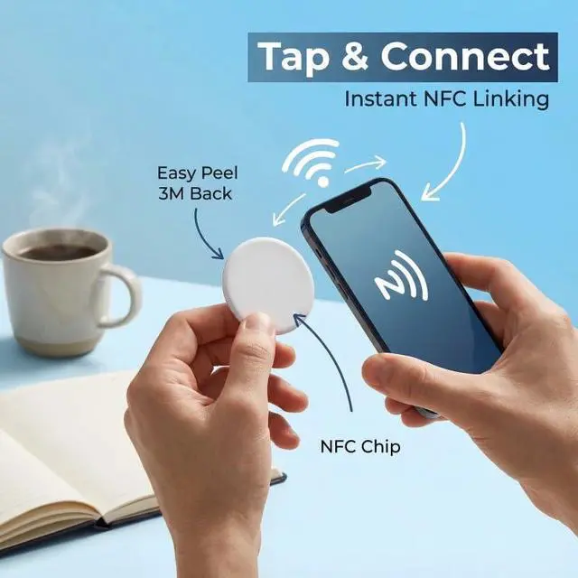 Alt view image 3 of 4 - LESSBLE 10-Pack NFC Coins, NTAG215 Rewritable Tags, 540 Bytes Memory, Waterproof PVC NFC Token for Smart Automation and Gaming Compatibility, White