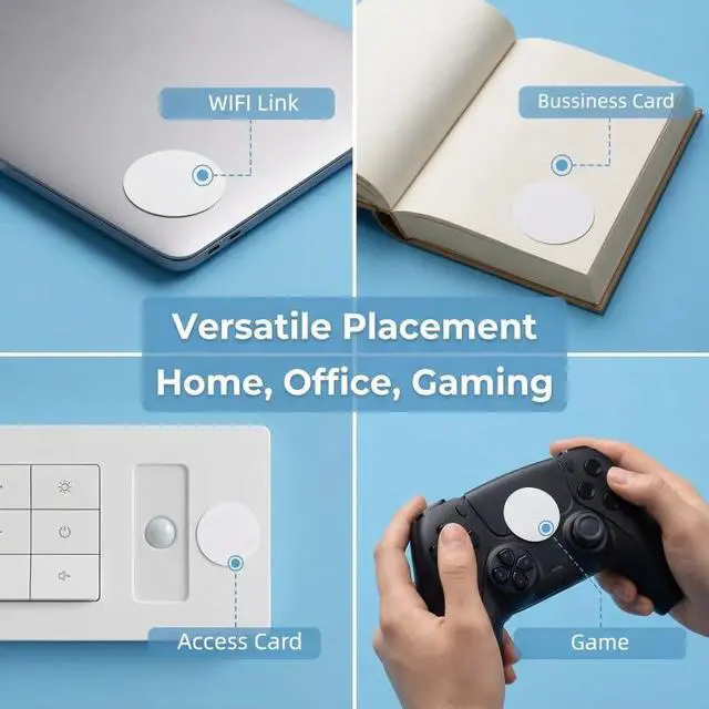 Alt view image 4 of 4 - LESSBLE 10-Pack NFC Coins, NTAG215 Rewritable Tags, 540 Bytes Memory, Waterproof PVC NFC Token for Smart Automation and Gaming Compatibility, White