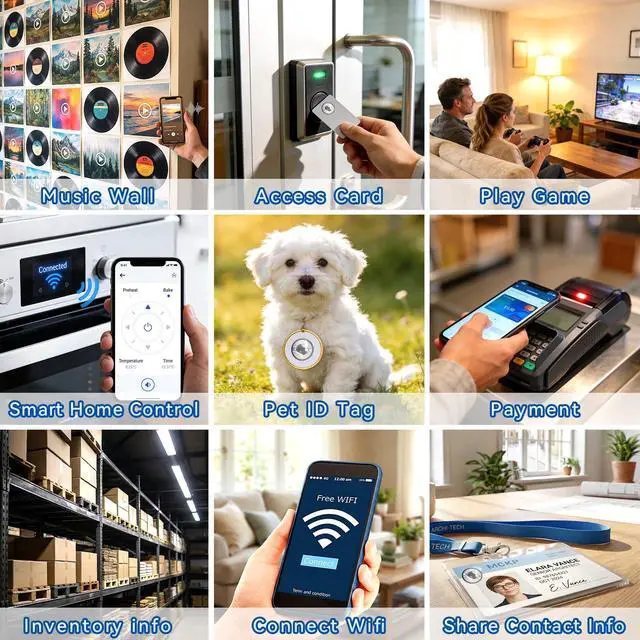 Alt view image 7 of 7 - 50 Pcs NFC Tags with NTAG215 Chip, 25mm NFC Adhesive Stickers, RFID Stickers with Rewritable 504 Bytes Memory, Compatible with All NFC-Enabled Devices