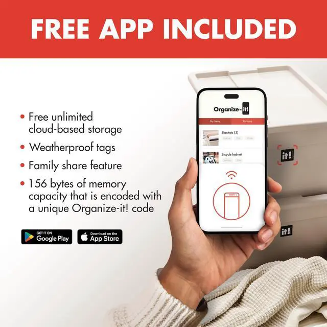 Alt view image 3 of 7 - NFC Smart Labels | Scannable Weatherproof Tags for Storage Bins,Moving Containers & Organization | Free APP for Tracking Inventory on iOS/Android-Free Unlimited Cloud-Based-Family Sharing | Pack of 8