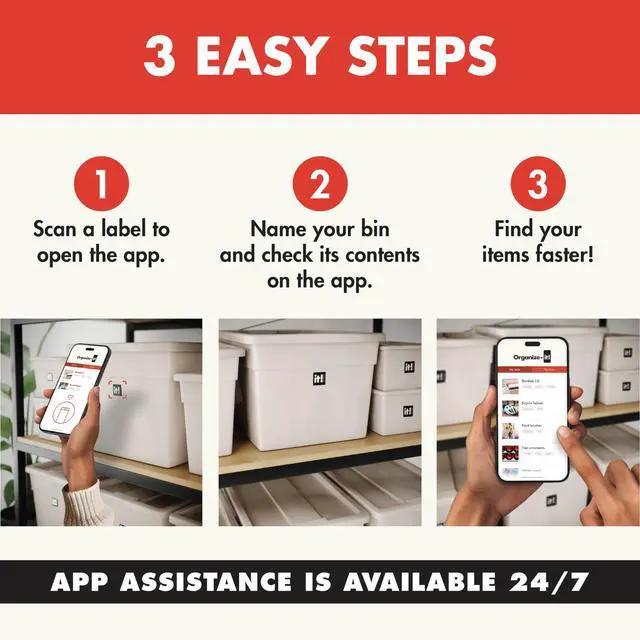 Alt view image 6 of 7 - NFC Smart Labels | Scannable Weatherproof Tags for Storage Bins,Moving Containers & Organization | Free APP for Tracking Inventory on iOS/Android-Free Unlimited Cloud-Based-Family Sharing | Pack of 8
