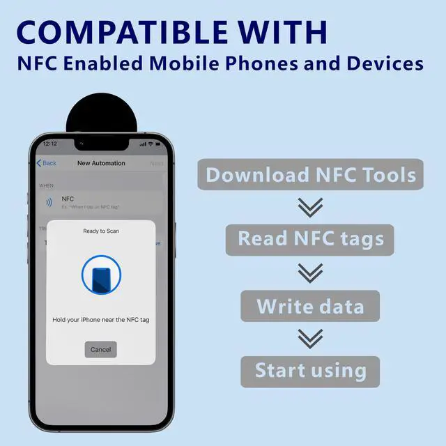 Alt view image 4 of 4 - 10Pcs NFC Tags NTAG215 NFC Stickers Programmable NFC Tags Sticker iPhone NFC Chip Compatible with Android & iPhone 504 Bytes Memory