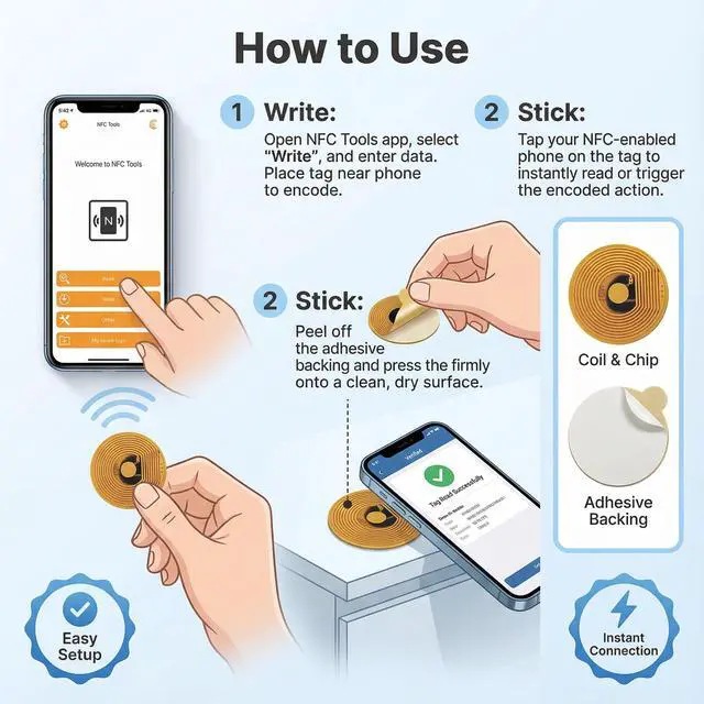 Alt view image 5 of 7 - NFC Tags Sticker with Original NTAG215 Chip10mm Round Waterproof Flexible RFID StickersRewritable 504 Bytes MemorySuitable for All NFC-Enabled Devices (2PCS)