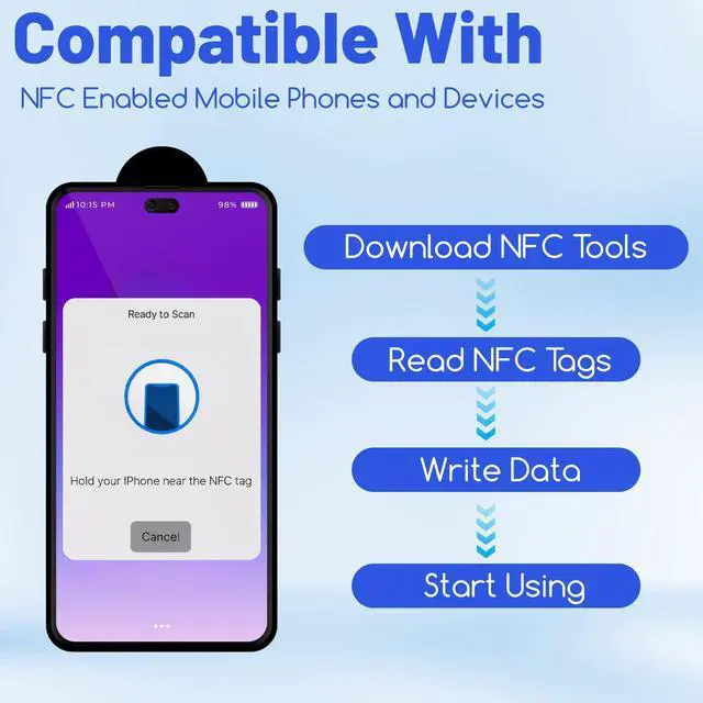 Alt view image 3 of 7 - 15Pcs NTAG215 NFC Stickers, NFC Tags NFC Stickers Blank Round Tags Programmable NFC Tag 504 Bytes Memory 13.56MHz RFID Tag for All NFC-Enabled Devices and Smartphones(25 mm/ 1 Inch)