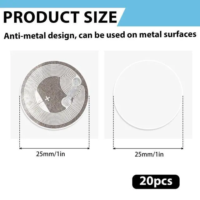 Alt view image 2 of 3 - 20 Pcs NFC Tags Sticker NTAG215 Chip Anti-Metal NFC Stickers Adhesive Labels Transparent RFID Tags Rewritable 504 Bytes Memory Suitable for All NFC-Enabled Devices and Smartphones