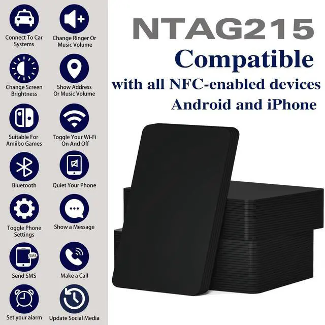 Alt view image 5 of 6 - 10pcs NFC Tags NTAG215 NFC Cards NFC Business Card Black NFC Card Programmable NFC Chip Compatible with NFC Enabled Mobile Phones & Devices