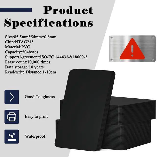Alt view image 4 of 6 - 10pcs NFC Tags NTAG215 NFC Cards NFC Business Card Black NFC Card Programmable NFC Chip Compatible with NFC Enabled Mobile Phones & Devices