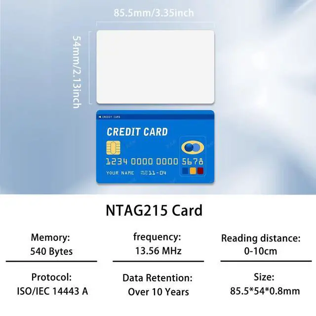 Alt view image 2 of 7 - 12pcs NFC Card NTAG215 NFC Tags Printable NFC 215 Cards Blank NFC Key Tags White ISO CR80 Cards Work with TagMo & All NFC-Enabled Devices