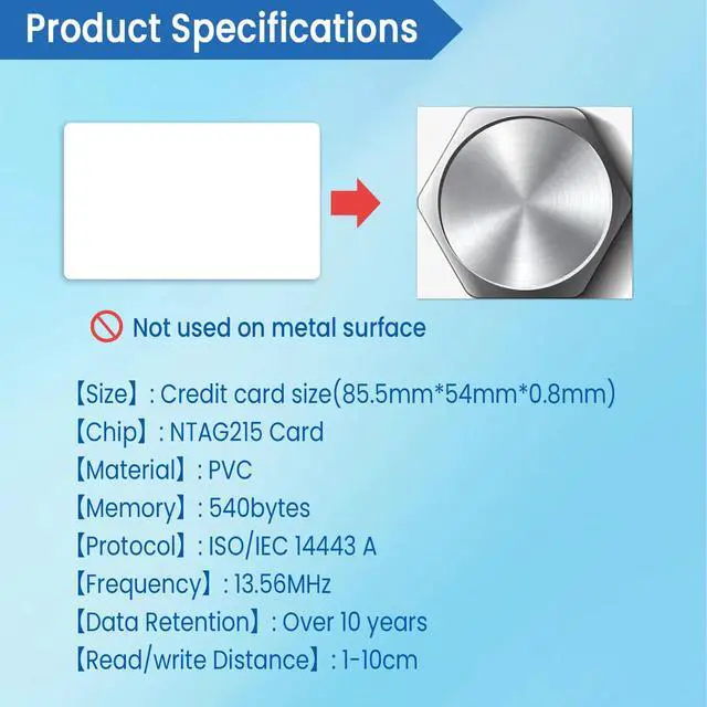 Alt view image 3 of 7 - 12pcs NFC Card NTAG215 NFC Tags Printable NFC 215 Cards Blank NFC Key Tags White ISO CR80 Cards Work with TagMo & All NFC-Enabled Devices