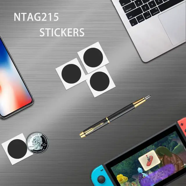 Alt view image 3 of 7 - 10 pcs NFC Stickers NFC Tags Black NTAG215, BABIQT Rewritable NFC 215 Tag Round NFC Labels 25mm (1 inch) NFC Chip Compatible with iOS TagMo and All NFC-Enabled Devices