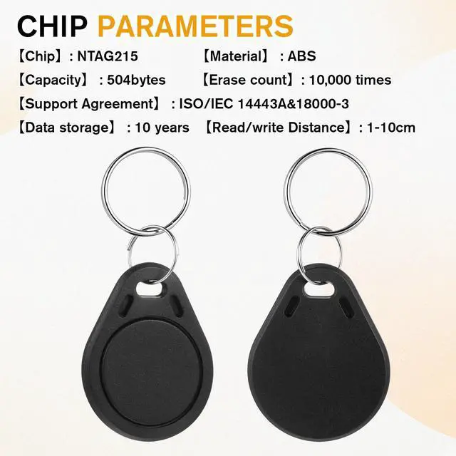 Alt view image 3 of 6 - NFC Tags Keychain NTAG215 Chip NFC Card Key Fob Business Card 504 Bytes Memory for All NFCs Enabled Devices and Smartphones (Black)