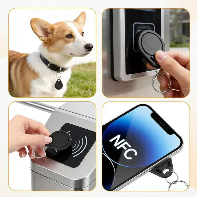 Alt view image 4 of 6 - NFC Tags Keychain NTAG215 Chip NFC Card Key Fob Business Card 504 Bytes Memory for All NFCs Enabled Devices and Smartphones (Black)