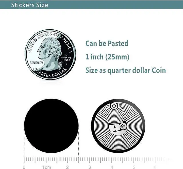Alt view image 2 of 7 - 10pcs NFC Stickers NFC Tags Sticker NTAG215 NFC Rewritable Black Tags NFC 215 RFID Sticker (25mm) Programmable NFC Tag 504 Bytes Compatible with iPhone and All Other NFC Enabled Devices