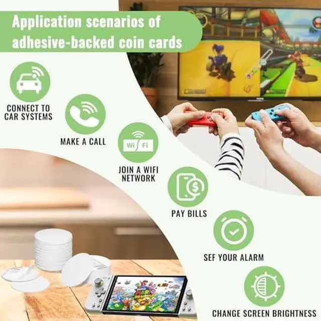 Alt view image 6 of 7 - 30 Pieces NTAG215 Tags Blank NFC 215 Tags Programmable NFC Chip NFC Cards with Adhesive Back, Compatible with TagMo and NFC Enabled Devices