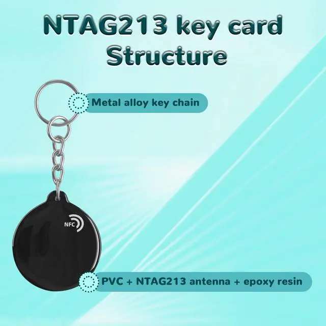 Alt view image 4 of 7 - 5pcs NFC Keyfobs Tags Black NTAG213 NFC Keychain Rewritable NFC Cards 137 Bytes Memory Compatible with All NFC-Enabled Smartphones & Device