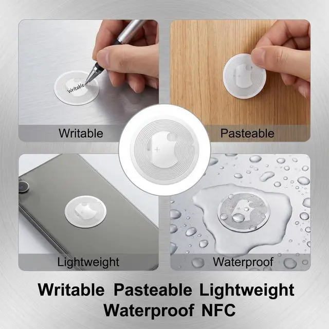 Alt view image 6 of 7 - 50 Pcs White Label NFC Tags Sticker with NTAG215 Chip NFC Stickers Adhesive Labels RFID Tags Rewritable 504 Bytes Memory Suitable for All NFC-Enabled Devices and Smartphones (Non-Transparent)