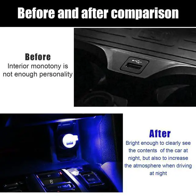 Alt view image 5 of 6 - 2 PCS USB LED Car Interior Atmosphere Lamp, Portable Mini LED Night Light, Plug-in USB Interface Trunk Ambient Lighting Kit, Universal Interior Car Accessories (Red+Blue)