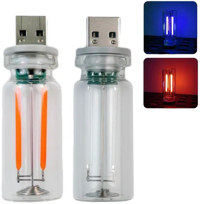 Main image of 2-Pack Red Blue Dimmable USB Light, Touch Control Led Night Lights, Small Interior Car Lights, Glass Plug in USB Light Bulbs, LED Ambient Lighting, Cute Mood Lamp for Bedroom Camping