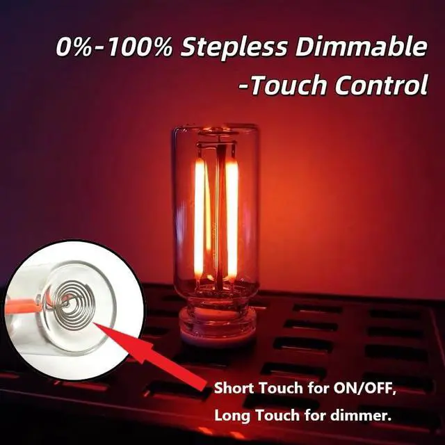 Alt view image 3 of 5 - 2-Pack Red Blue Dimmable USB Light, Touch Control Led Night Lights, Small Interior Car Lights, Glass Plug in USB Light Bulbs, LED Ambient Lighting, Cute Mood Lamp for Bedroom Camping