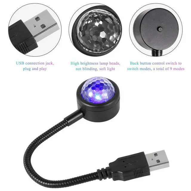 Alt view image 3 of 6 - 2 PCS USB Star Night Light, Adjustable Sound Activated Car Roof Atmosphere Lamp, Portable Romantic LED Auto Interior Ambient Light for Car, Bedroom, Party, Ceiling