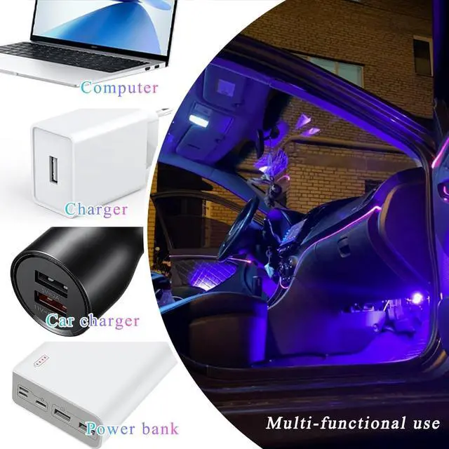 Alt view image 4 of 6 - 2 PCS USB Star Night Light, Adjustable Sound Activated Car Roof Atmosphere Lamp, Portable Romantic LED Auto Interior Ambient Light for Car, Bedroom, Party, Ceiling