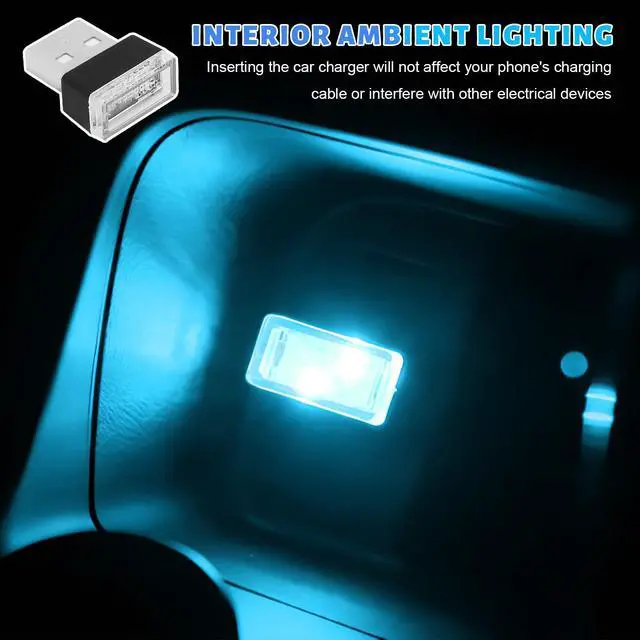Alt view image 4 of 6 - 4 PCS USB LED Car Atmosphere Lamp, Mini Night LED Vehicle Trunk Ambient Lighting Kit, Portable Plug-in USB Interface Vehicle Decor Atmosphere Lamp, Interior Car Accessories (Ice Blue)