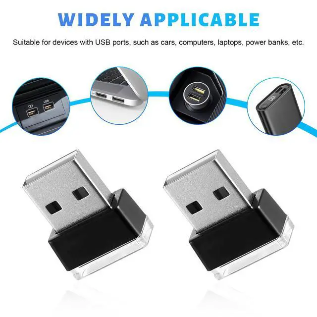 Alt view image 6 of 6 - 4 PCS USB LED Car Atmosphere Lamp, Mini Night LED Vehicle Trunk Ambient Lighting Kit, Portable Plug-in USB Interface Vehicle Decor Atmosphere Lamp, Interior Car Accessories (Ice Blue)