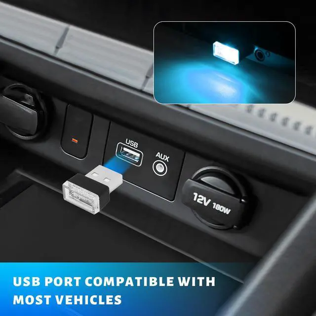 Alt view image 5 of 6 - 4 PCS USB LED Car Atmosphere Lamp, Mini Night LED Vehicle Trunk Ambient Lighting Kit, Portable Plug-in USB Interface Vehicle Decor Atmosphere Lamp, Interior Car Accessories (Ice Blue)