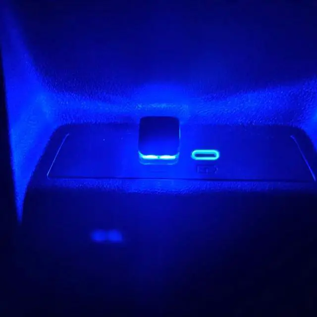 Main image of 2PCS USB LED Car Interior Atmosphere Light, Universal Mini Plug-in USB Interface Auto Night Lamp Decoration, Portable Car Interior Ambient Light for Cars, Bedrooms (Blue)
