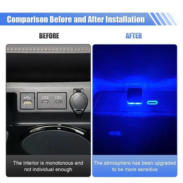 Alt view image 5 of 6 - 2PCS USB LED Car Interior Atmosphere Light, Universal Mini Plug-in USB Interface Auto Night Lamp Decoration, Portable Car Interior Ambient Light for Cars, Bedrooms (Blue)