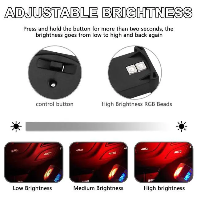 Alt view image 5 of 7 - 2PCS USB Type C LED Ambient Light,8 Colors RGB Dynamic Interior Atmosphere Lamp,Adjustable Mini USB LED Light for Car Decoration, Laptop, Keyboard, Universal Vehicle Interior Accessories