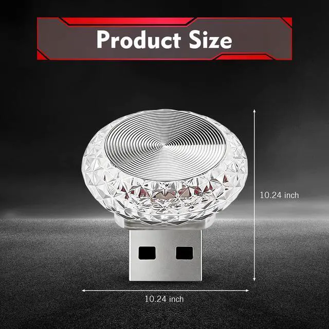 Alt view image 2 of 7 - 1 PC USB LED Car Interior Atmosphere Lamp, Plug and Play Portable Mini Car Night Ambient Light, Auto Dashboard Decoration Accessories for Most Cars, SUVs, Trucks (Red)