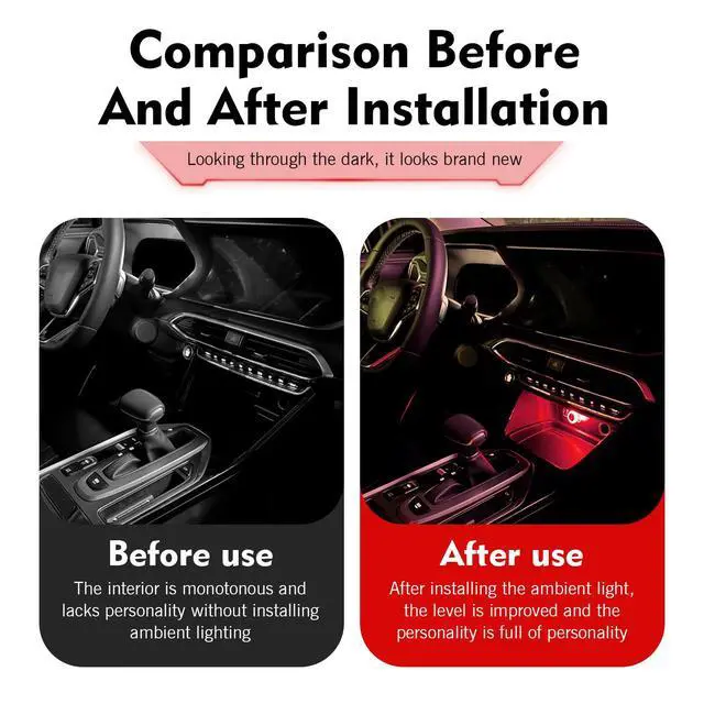 Alt view image 6 of 7 - 1 PC USB LED Car Interior Atmosphere Lamp, Plug and Play Portable Mini Car Night Ambient Light, Auto Dashboard Decoration Accessories for Most Cars, SUVs, Trucks (Red)