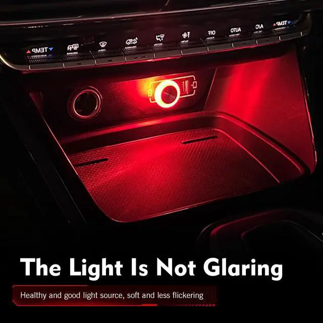Alt view image 5 of 7 - 1 PC USB LED Car Interior Atmosphere Lamp, Plug and Play Portable Mini Car Night Ambient Light, Auto Dashboard Decoration Accessories for Most Cars, SUVs, Trucks (Red)