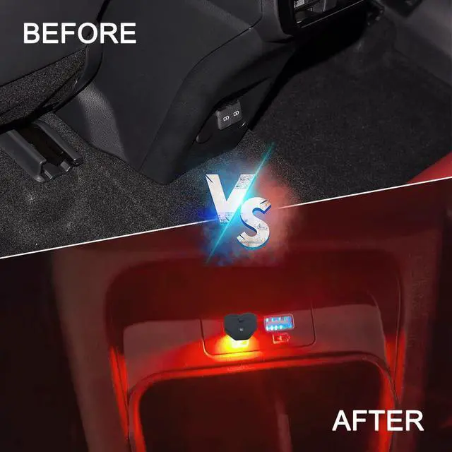 Alt view image 5 of 7 - 2PCS USB LED Car Interior Atmosphere Lamp, Car Interior Lights, 8 Colors RGB Dynamic Brightness Automotive Night Light, Auto Plug-in Mini Ambient Lighting Kit for Vehicle Home Decoration