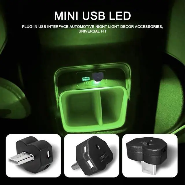Alt view image 4 of 7 - 2PCS USB LED Car Interior Atmosphere Lamp, Car Interior Lights, 8 Colors RGB Dynamic Brightness Automotive Night Light, Auto Plug-in Mini Ambient Lighting Kit for Vehicle Home Decoration