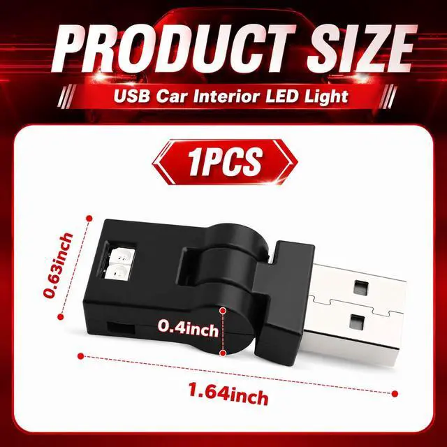 Alt view image 2 of 7 - Mini USB Light for Car,8 Color RGB Dynamic Interior Car Lights with Adjustable Color & Brightness,Portable USB Ambient Lighting Cars Interior Accessories for Most Vehicles