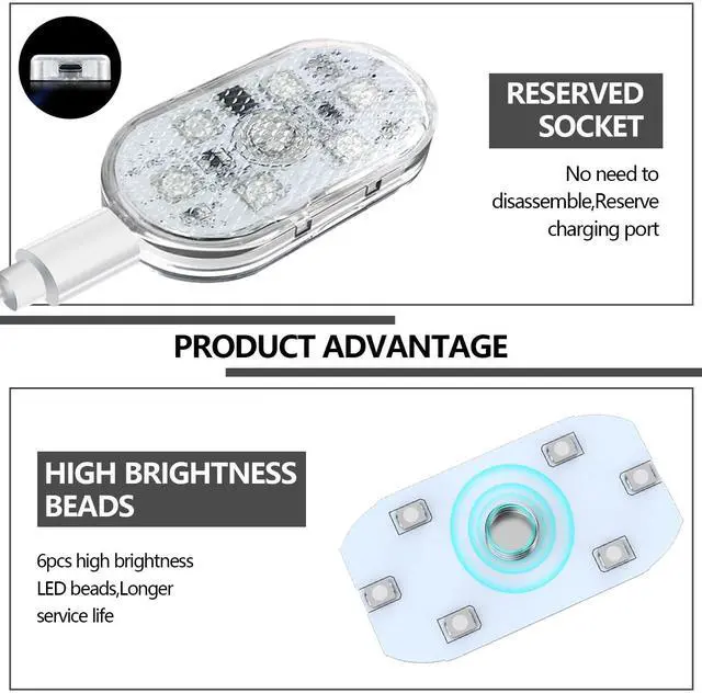 Alt view image 6 of 7 - 4PCS Wireless LED Lights for Car, 7 Colors Magnetic Auto Interior Light with Bright LED Lamp Beads, Portable Touch & USB Rechargeable Interior Lights, Easy Install for Car Decor (4PCS)