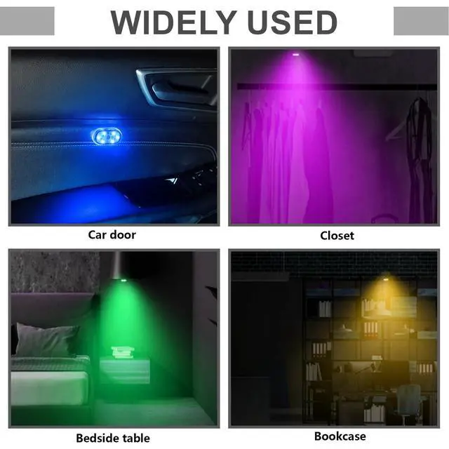 Alt view image 7 of 7 - 4PCS Wireless LED Lights for Car, 7 Colors Magnetic Auto Interior Light with Bright LED Lamp Beads, Portable Touch & USB Rechargeable Interior Lights, Easy Install for Car Decor (4PCS)