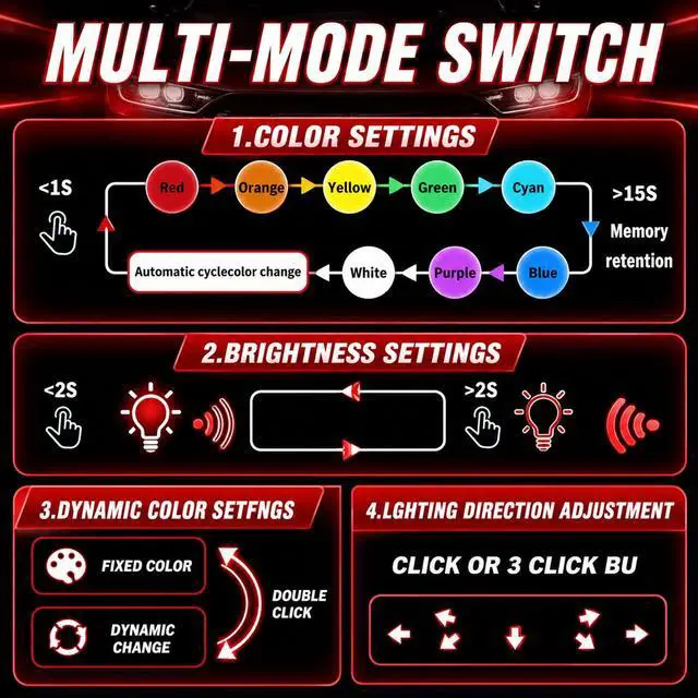 Alt view image 6 of 7 - Mini USB Light for Car,8 Color RGB Dynamic Interior Car Lights with Adjustable Color & Brightness,Portable USB Ambient Lighting Cars Interior Accessories for Most Vehicles