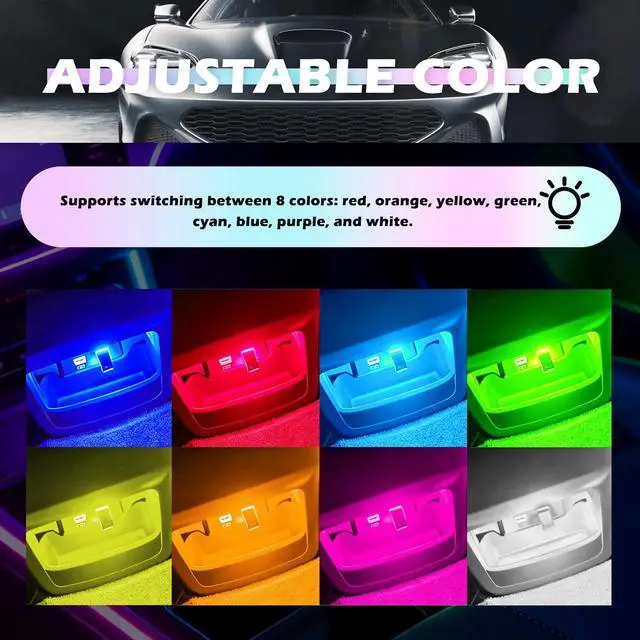 Alt view image 3 of 7 - Mini USB LED Lights for Car,5V RGB Car LED Lights Interior USB Light with Adjustable Color & Brightness,Portable USBs A Ambient Lighting Cars Interior for Cars Atmosphere