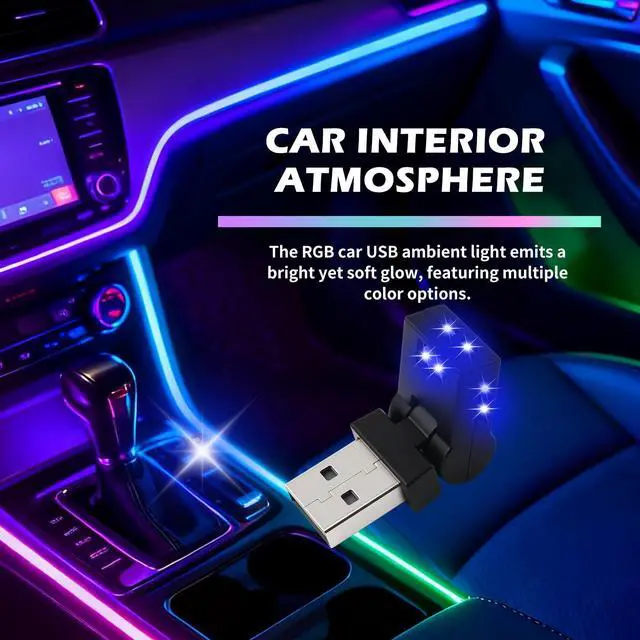 Alt view image 6 of 7 - Mini USB LED Lights for Car,5V RGB Car LED Lights Interior USB Light with Adjustable Color & Brightness,Portable USBs A Ambient Lighting Cars Interior for Cars Atmosphere