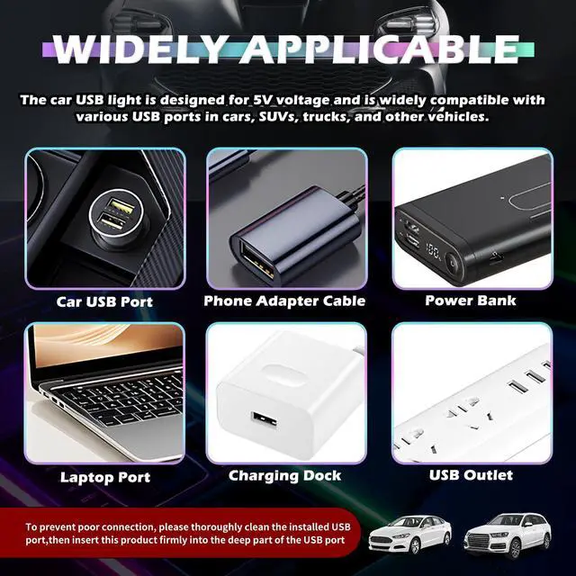 Alt view image 7 of 7 - Mini USB LED Lights for Car,5V RGB Car LED Lights Interior USB Light with Adjustable Color & Brightness,Portable USBs A Ambient Lighting Cars Interior for Cars Atmosphere