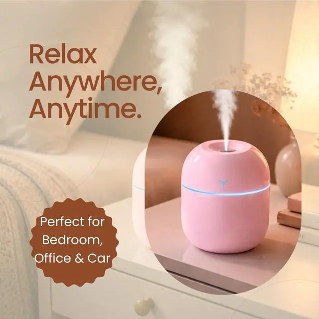 Alt view image 2 of 7 - Portable Mini Humidifier 220ml, USB Personal Cool Mist Humidifier with 2 Mist Mode, Auto Shut-Off & Quiet Operation for Bedroom, Office, Desk & Car (White)