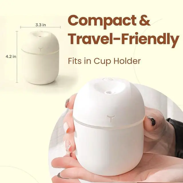 Alt view image 3 of 7 - Portable Mini Humidifier 220ml, USB Personal Cool Mist Humidifier with 2 Mist Mode, Auto Shut-Off & Quiet Operation for Bedroom, Office, Desk & Car (White)