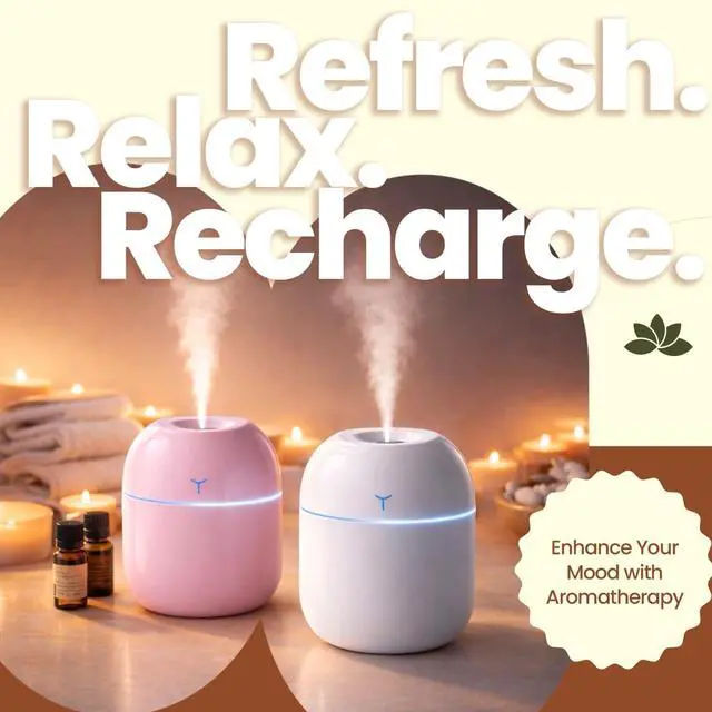 Alt view image 6 of 7 - Portable Mini Humidifier 220ml, USB Personal Cool Mist Humidifier with 2 Mist Mode, Auto Shut-Off & Quiet Operation for Bedroom, Office, Desk & Car (White)