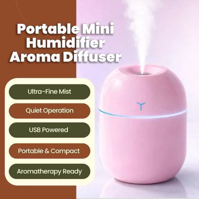 Alt view image 7 of 7 - Portable Mini Humidifier 220ml, USB Personal Cool Mist Humidifier with 2 Mist Mode, Auto Shut-Off & Quiet Operation for Bedroom, Office, Desk & Car (White)